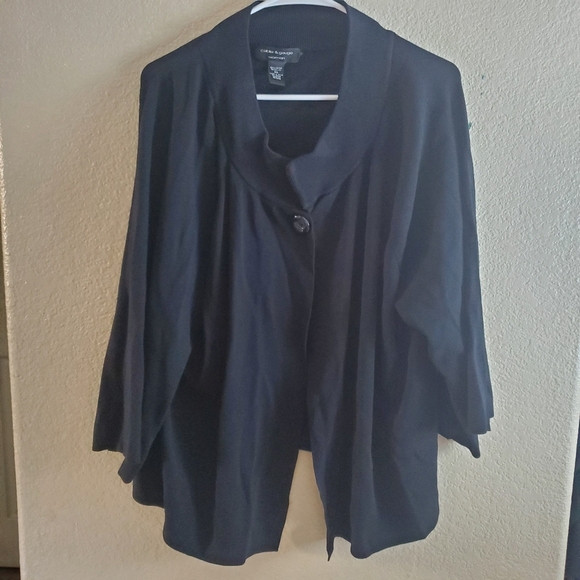 Cable & Gauge 3X Black Button Open Front Cardigan Capsule Casual Shawl Office - Picture 1 of 4